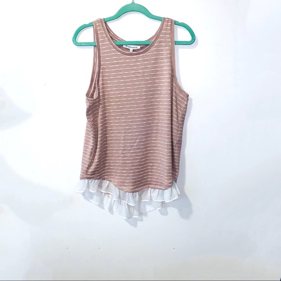 BCBG Dusty Pink Split-Back Ruffle Hem Tank - Picture 2 of 7